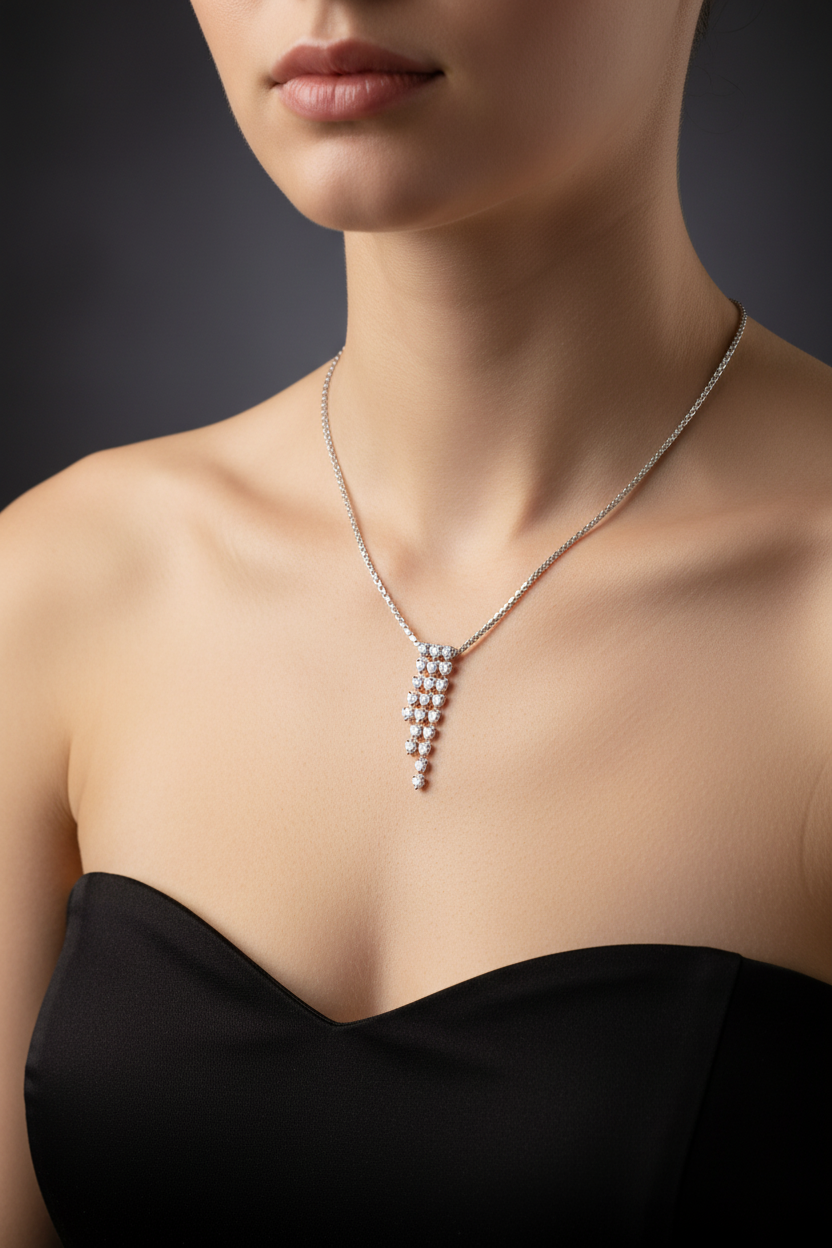 Diamond Waterfall Necklace — Model Shot