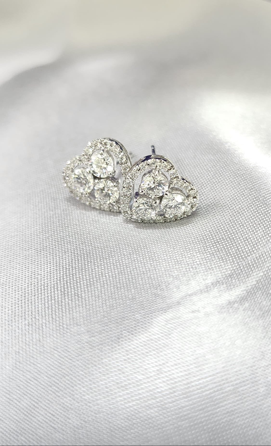 18K White Gold Lab Grown Diamond Heart Stud Earrings