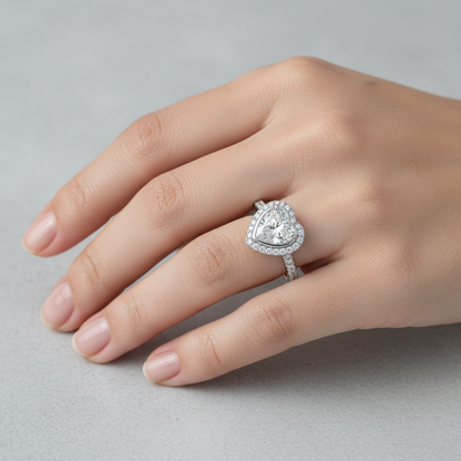 18K White Gold Heart Lab Grown Diamond Ring