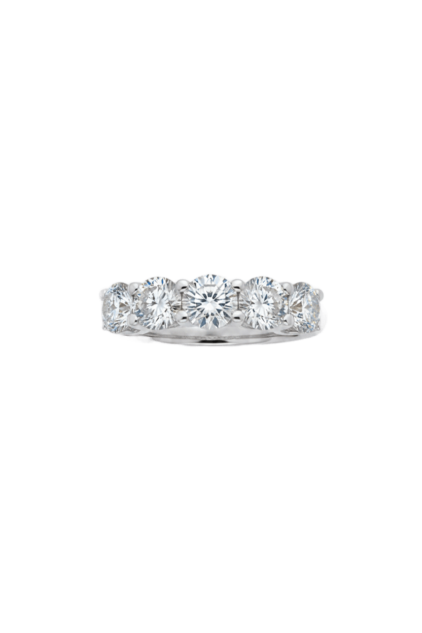 18K White Gold Lab Grown Diamond 5-Stone Half Eternity Band