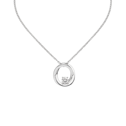 18K White Gold Solitaire Lab-Grown Diamond Circle Loop Pendant