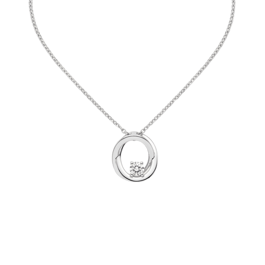 18K White Gold Solitaire Lab-Grown Diamond Circle Loop Pendant