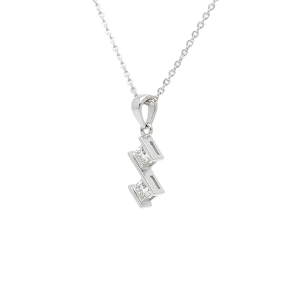 18K White Gold Dual Princess-Cut Lab-Grown Diamond Pendant