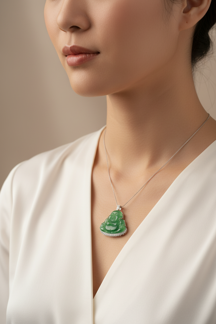 Jade Buddha Pendant Editorial