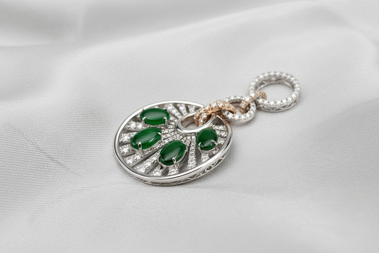 Jade Sunburst Pendant Side Profile