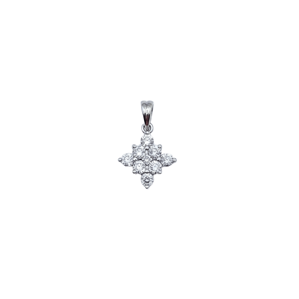 18K White Gold Lab-Grown Diamond Flower Pendant