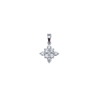 18K White Gold Lab-Grown Diamond Flower Pendant