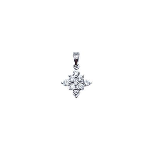 18K White Gold Lab-Grown Diamond Flower Pendant