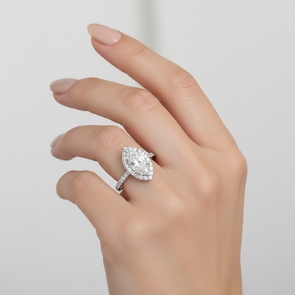 18K White Gold Marquise Lab Grown Diamond Ring