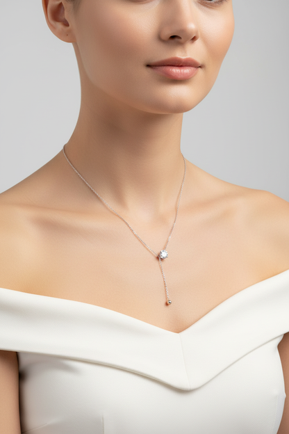 Model wearing necklace