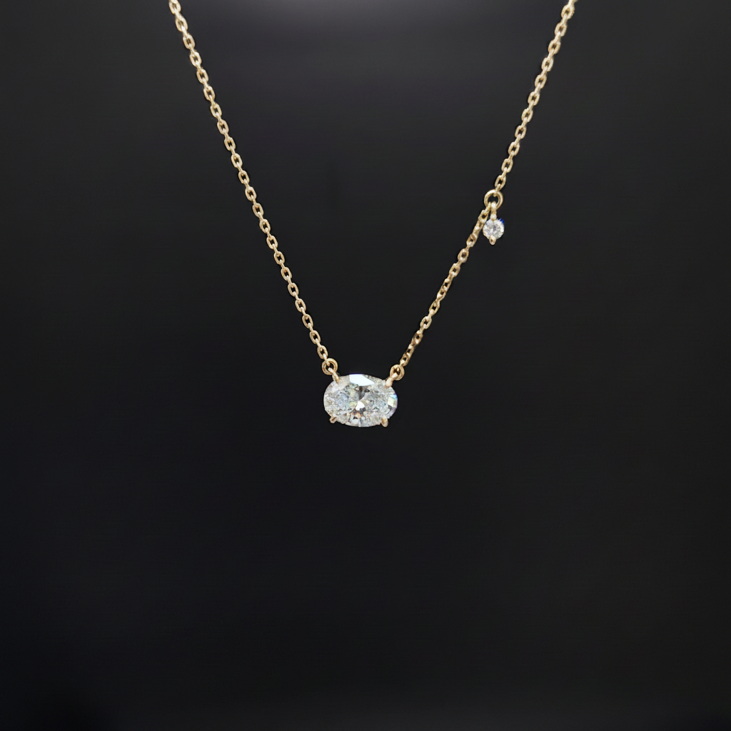 Oval diamond necklace no sparkle clearer small diamond