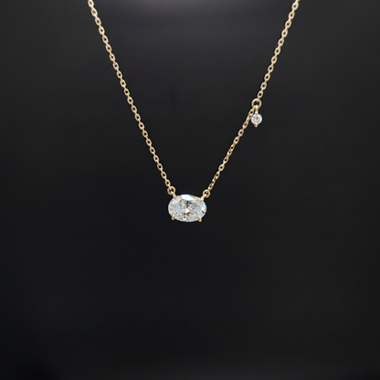 Oval diamond necklace no sparkle clearer small diamond