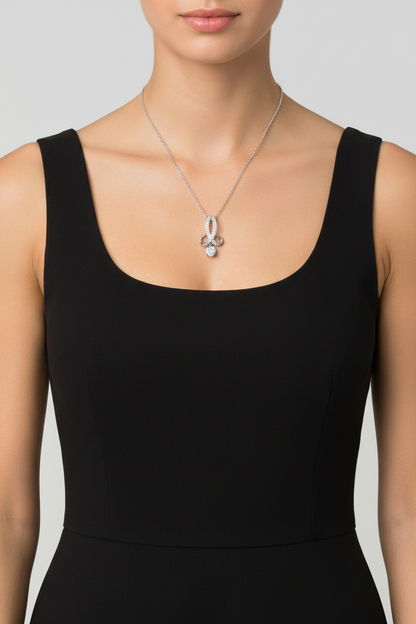 Pavé Infinity Ribbon Pendant — Model Shot