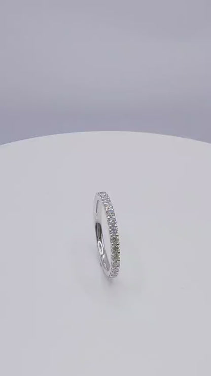 18K White Gold Lab Grown Diamond Scallop Pavé Full Eternity Band