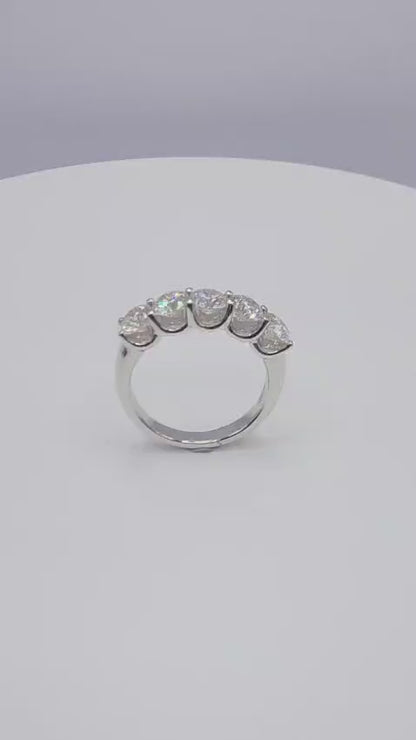 18K White Gold Lab Grown Diamond 5-Stone Half Eternity Band