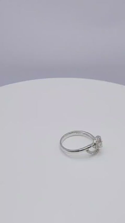 18K White Gold Lab Grown Diamond Double Circle Interlocking Halo Ring