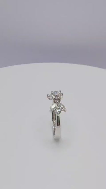 18K White Gold Lab Grown Diamond Marquise Floral Cluster Ring