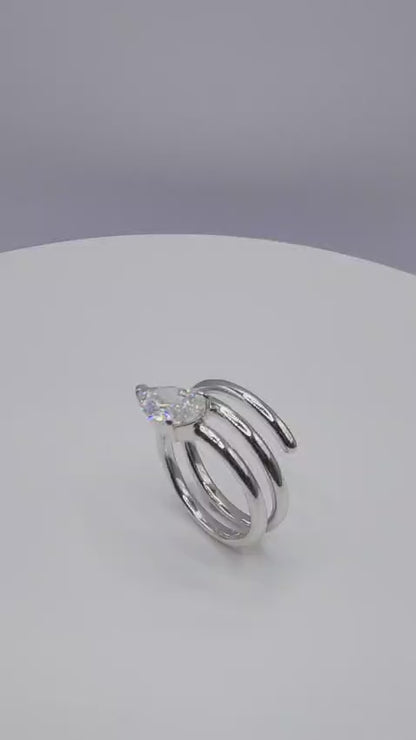18K White Gold Lab Grown Marquise Diamond Solitaire Engagement Ring
