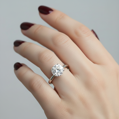 18K White Gold Round Lab Grown Diamond Ring