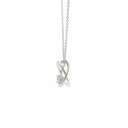 White Gold Circle Diamond Pendant with Chain — Side View